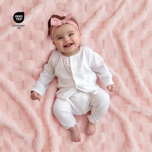 Cozy 30 40 Inches, Checkered Baby Blankets Double-Sided Fleece Plush Baby Blankets for Girls, Lightweight Soft and Warm