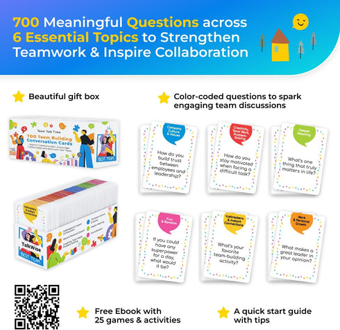 TALKWISE 700 Communication Team Building Conversation Cards for Coworkers, Fun Team Building Games for Work, Cards
