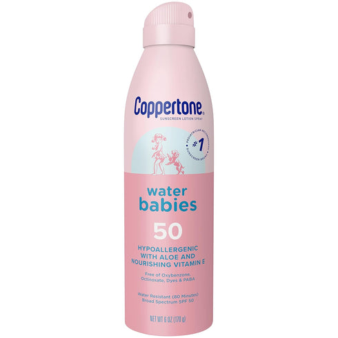 50, 6 Oz, Pack 3 Coppertone WaterBabies Baby Sunscreen Spray SPF Spray On Sunscreen for Babies, Water Resistant