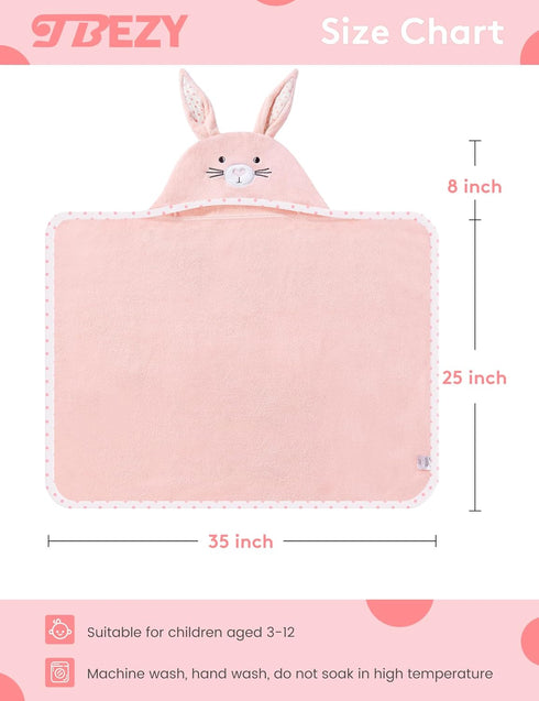 Baby Hooded Towel with Unique Animal Design, Ultra Soft Thick Cotton Bath Towel for Newborn (Bunny)