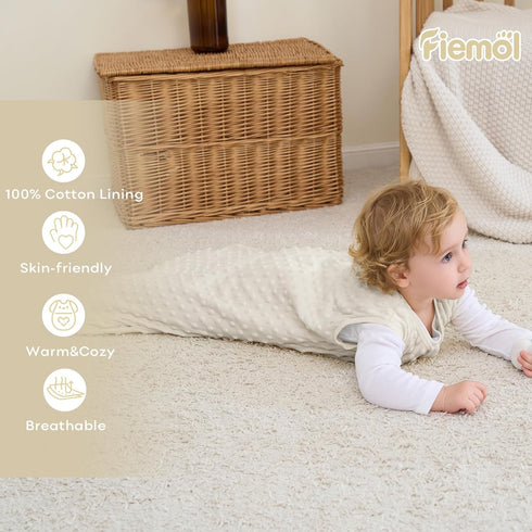 0-6 1.5 2 Pack 2-Way Fleece Baby Sleep Sack Months, TOG Cotton Baby Wearable Blanket With Soft Plush Dots, Newborn