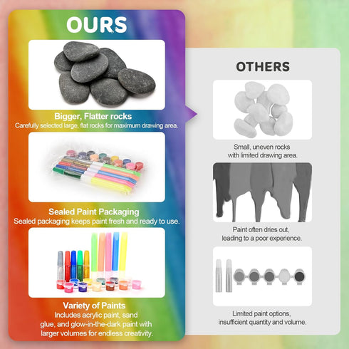 612, Set, Rock Painting Kit for Kids Ages Arts & Crafts Creative Art Toys, Glow-in-the-Dark Rocks to Paint, Gifts