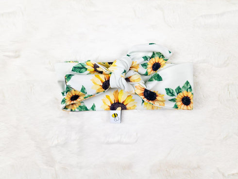 Set, (0-6 Sunflower Swaddle and Headband Handmade Stretchy Soft Cotton m Headband, Sunflower)