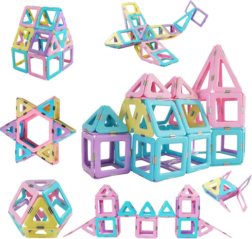 80pcs Set 3D 3 4 5 6 7 Magnetic Tiles Magnet Building Blocks Creative Stacking Toys for Kids, DIY Construction Kit