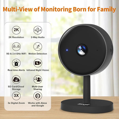 Alaga 5G 2K Indoor Camera for Home Security, Security Camera, Pet/Baby/Dog Camera with Phone App, AI Motion Detection