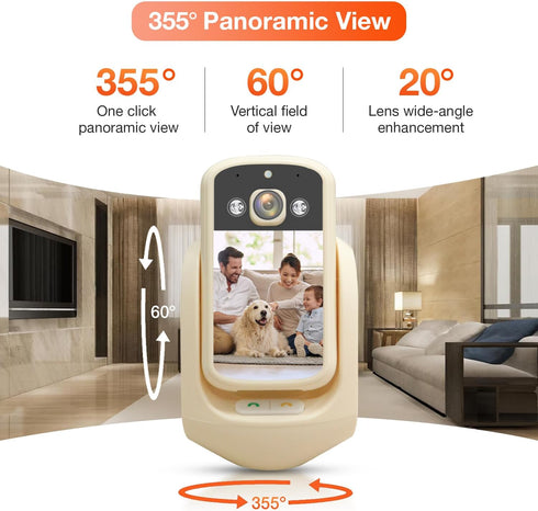 sekyo 2-Way 2.8" 360 Video Calling Camera with Display, In-House Monitoring Pet Camera with Speaker, View PTZ WiFi AI