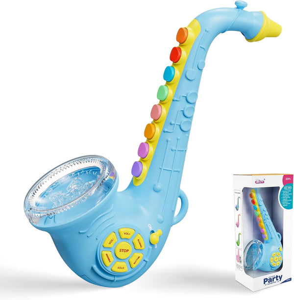 Contixo KT1 Toy Saxophone, Blue Digital Saxaboom, Trumpet, Clarinet with Light &