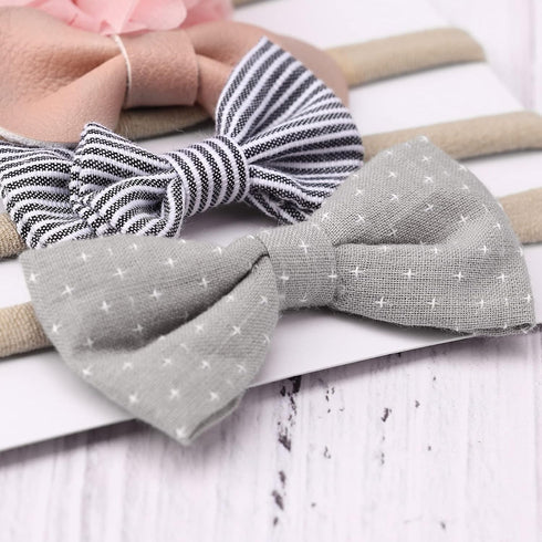 DRESHOW BQUBO Baby Girl Headbands with Bows, Handmade Nylon Hairbands for Newborn Infant Toddlers, 10 Pack