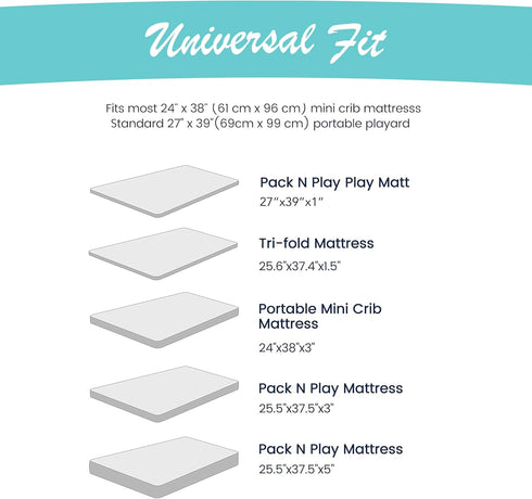 100% Pack 2 Organic Cotton Fitted Sheets Fit and are Compatible with Graco n Play, Babyletto, Pamo Babe, Hiccapop
