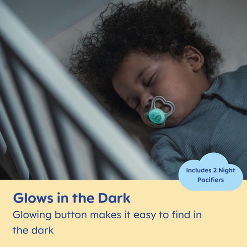 MAM Air Night Baby Pacifiers, Glows in The Dark, 2 Count, 6-16 Months, Girl