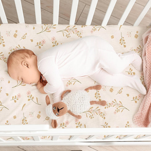 ColoBrethy 4-Pack 100% 52" 28" Muslin Crib Sheets for Girls Boys, Boho Soft Cotton Nursery Decor for x Standard Crib