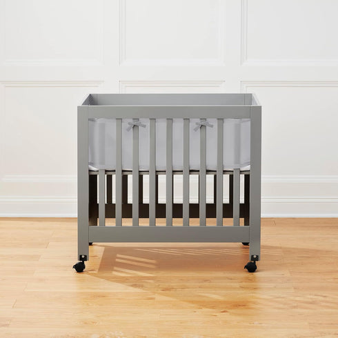3mm 4M 4 38x24 Halo Mini Crib Breathable Mesh Liner, Classic Mesh, Gray, Size Covers Sides FITS MINI Cribs