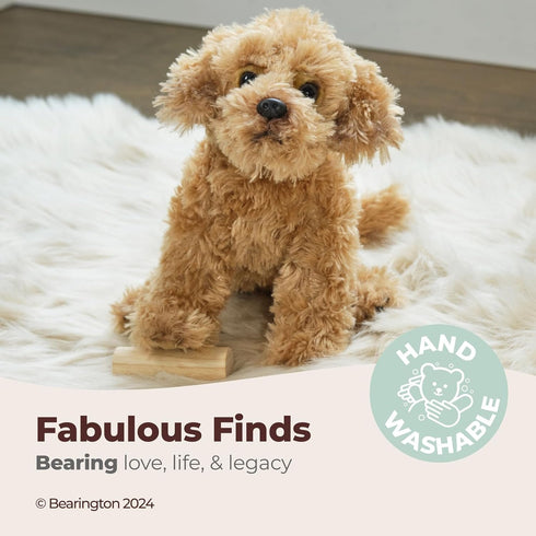 Bearington Dog Stuffed Animal - Realistic Plush Goldendoodle Labradoodle Dog Toy - Caramel 14 Inch