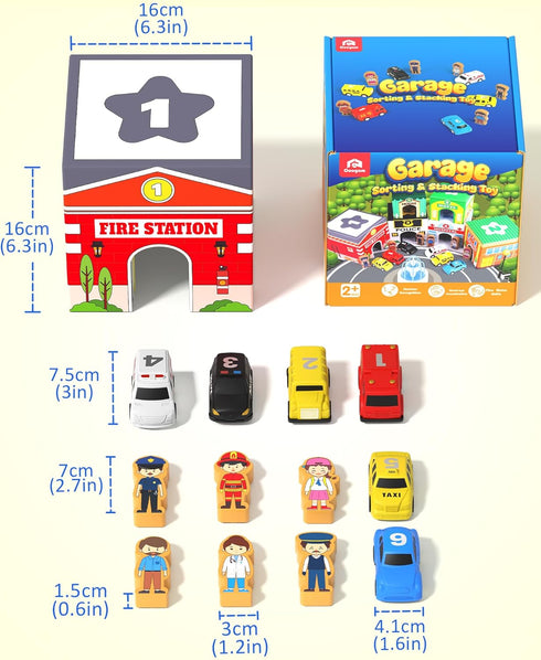 Community 2 3 4 Coogam Montessori Sorting & Stacking Blocks with Nesting Garages Cars, Stackable Number Boxes