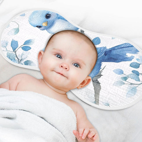 GOODOLD Set 2 Pack Blue Birds Muslin Baby Burp Cloths - Super Absorbent and Soft Burping Rags - Cotton Burp Clothes
