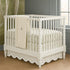 Luxurious collections 100% 28"X52"+6" 4-Sided White Cotton Sateen Crib Skirt Drop Scalloped Embroidery with Split