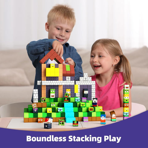 100PCS 3+, GobiDex Magnetic Blocks Game-Based Kid Building Toys for Boys Girls Build MagWonder World with Zomblock