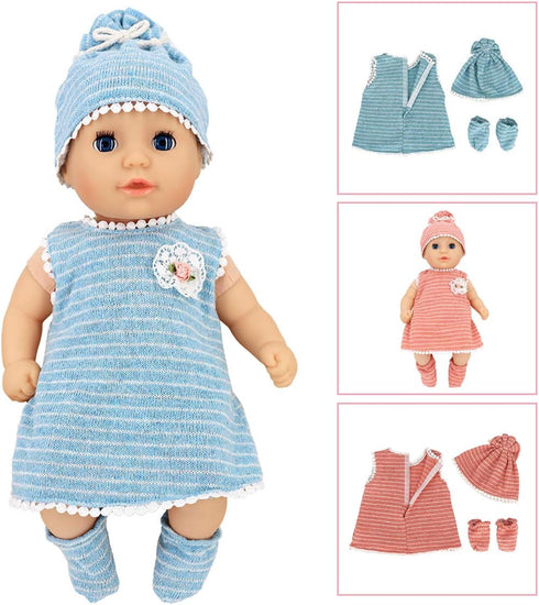 6 Set 14 Inch -18 Inch 14 DC-BEAUTIFUL Clothes Gift for Infant, Girl Baby, Includes Doll Outfits Dress Hat Socks, Total