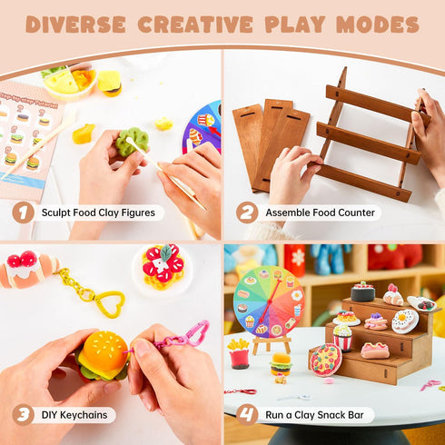 33 Shuttle Art Air Dry Clay for Kids - Food Store, PCS Modeling Clay Kit with Sculpting Tools and Tutorials, Safe