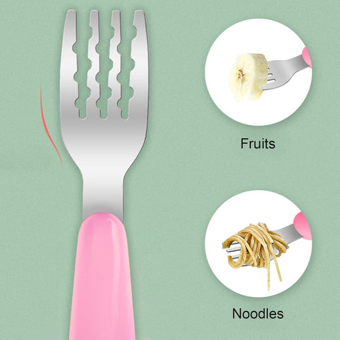 VANRA 2 Pieces Toddler Fork and Spoon Set with Travel Case, 18/8 Stainless Steel Kids Silverware for School Lunch Box