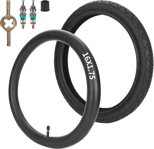 RUTU One Set Rear 16x1.75 Tire and 16x1.75/2.125 Inner Tube for Kid Bicycle BoB Revolution SE/Pro/Flex