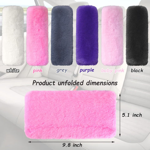 Lutoku 2-Pack Soft Plush Seatbelt Covers for Kids - Comfortable Pink Seat Belt Cushion for Newborns - Car Seat/Stroller