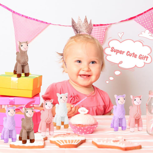 Wettarn 24 Pcs 7.87 Inch Mini Llama Stuffed Animal, Alpaca Plush Doll Toys for Birthday Party Gift Supplies