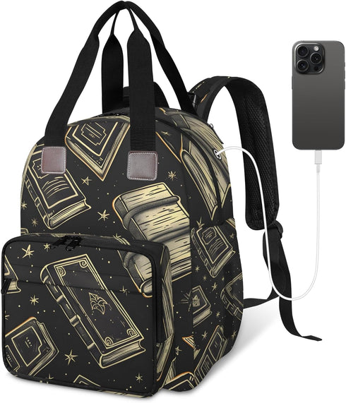 Shoblo Books Black Diaper Bag Backpack for Travel, Waterproof Diaper Bag with Insulated