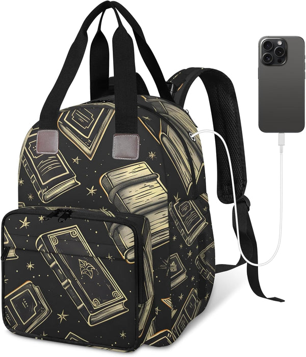 Shoblo Books Black Diaper Bag Backpack for Travel, Waterproof Diaper Bag with Insulated