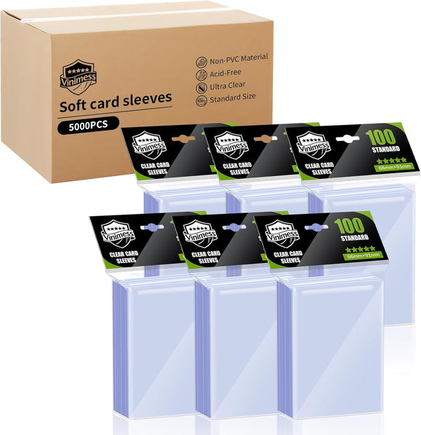 Vinimess 5000 Counts Card Sleeves for Trading Cards, Soft Penny Sleeves Clear Baseball
