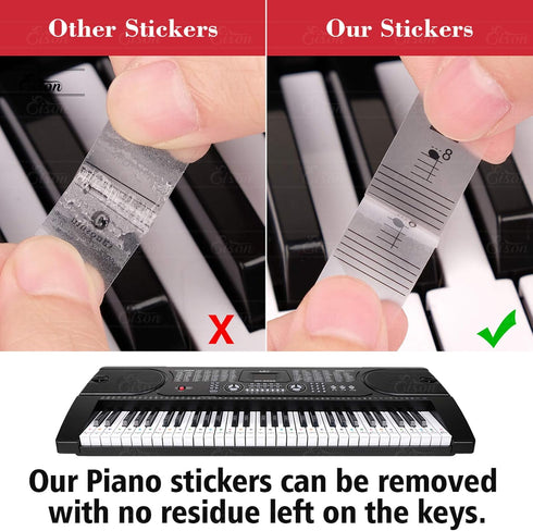 Eison Colorful Piano Stickers for Keys - Removable 88/61/54/49/37 Full Set Stickers, Great Children's Gift