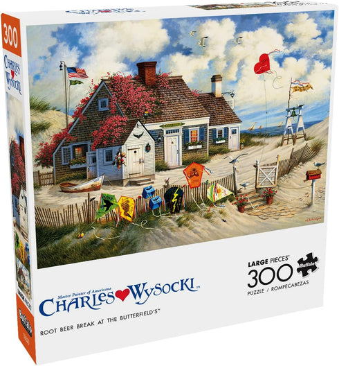 Buffalo Games - Charles Wysocki - Root Beer Break at the Butterfields - 300 Large Piece Jigsaw Puzzle, Brown