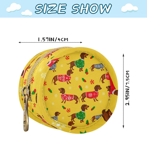 Christmas Dog Round Pacifier Storage Case with Zipper, Portable Pacifier Case for Travel, Diaper Bag & Purse, Pacifier