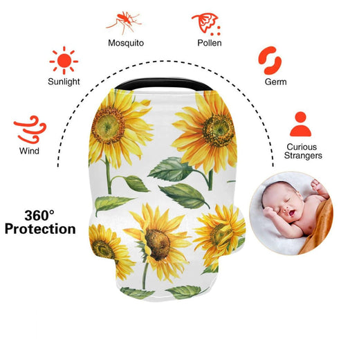 Nursing Cover Breastfeeding Scarf Yellow Sunflower Baby Car Seat Covers Soft Breathable Infant Carseat Canopy Stroller