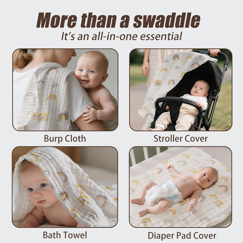 Kvoike 39 39 Inches Muslin Swaddle Blankets for Newborn, Baby Blankets for Boys Girls, Large X Breathable Soft Blanket