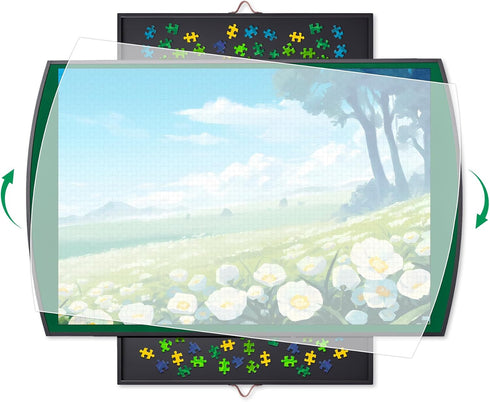 1500 Pieces Rotating Puzzle Board with 2 Drawers and Protective Cover, 25"x34"