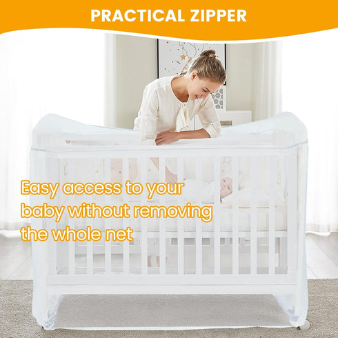 Orzbow Baby Crib Tent, Encrypted Mosquito Net for Crib with Two-Way Zippers, Durable Mesh Cover for Baby Safety