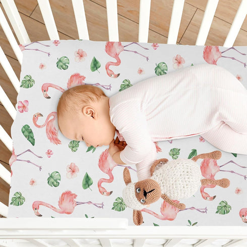 Burbuja 28 52 Flamingos Crib Sheet for Boys Girls, Fitted Crib Sheet x in for Standard Crib & Toddler Bed Mattresses