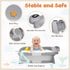 LAUJIA Grey Foldable Baby Bathtub with Cushion & Kneeling Pad, Large Infant Bath Tub with Thermometer & Support Pillow