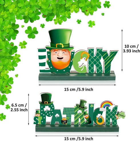 Blulu St. Patrick Table Decorations - Lucky Table Centerpiece, Cute Leprechaun Irish Shamrock Sign for Dinner Party