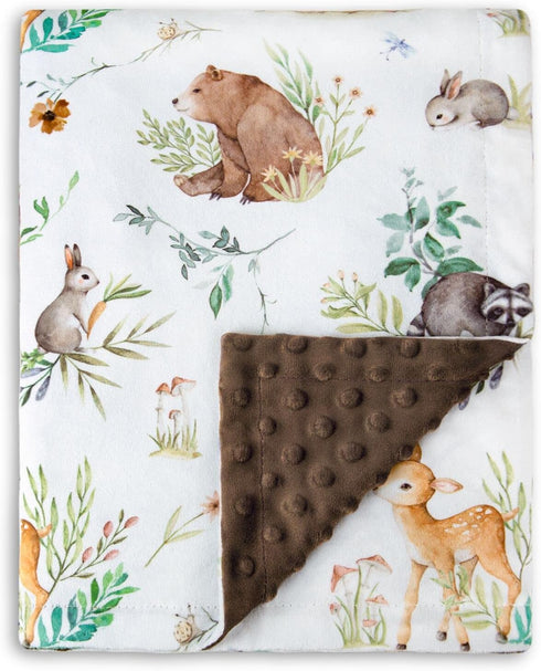 HOMRITAR Baby Blanket for Boys Girls - Soft Plush Minky Blanket with Double Layer Dotted Backing for Toddler Nursery,