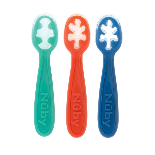 Nuby Baby's First Spoons Set, 3-Pack Feeding Utensils for Babies 6+ Months