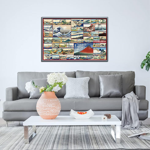 Bristlegrass Wooden Jigsaw Puzzles 1000 Pieces for Adults - Japanese Ukiyo-e Hokusaii Fuji Collection