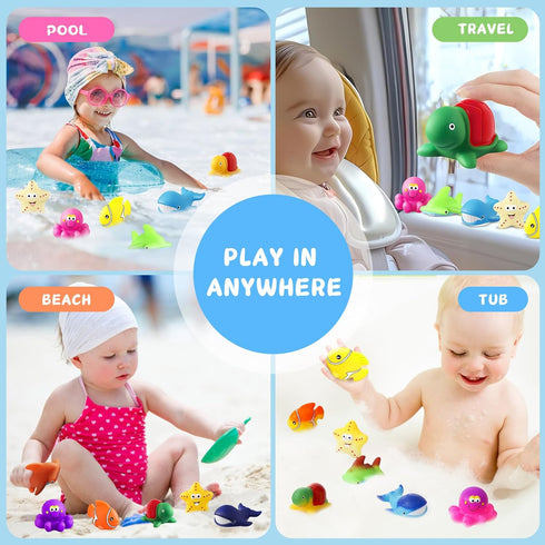MACALOCA 1-3 4-8, Toddler Easter Egg Fillers Color Changing No Hole Bath Toys for Kids Ages Toddler Bath Toys Sea