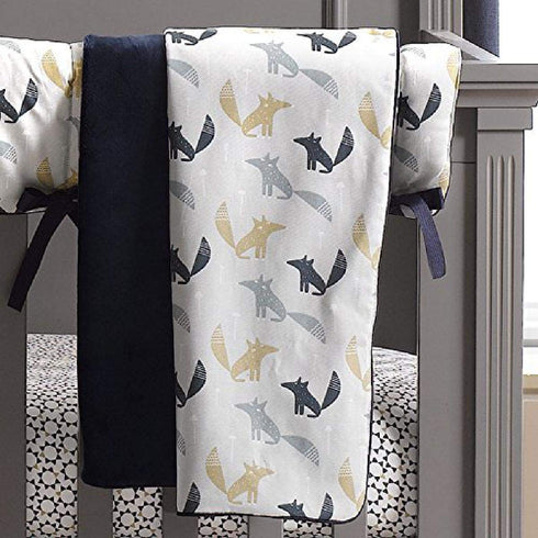 Liz and Roo Fox Den Minky Receiving Blanket, Indigo