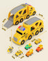 LADFAR 6 6 Set, 3 4 5 6 Construction Toy Carrier Trucks for Boys Girls, with Unique Music & Lights, Mini Pull-Back