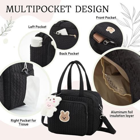 Bulyoou Small Diaper Bag Tote, Multifunction Bag with Silicone Pacifier Holder Case Travel Crossbody Handbag
