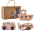 Wooden Cars for Toddlers 1-3, Wooden Vehicles Baby Cars Set with Bus,