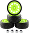 4PCS Off Road RC Cars Rubber Tires Set 12mm Hub Wheels Tires for HSP 94122 94123 94103 3850 3851 FW06 (Green)
