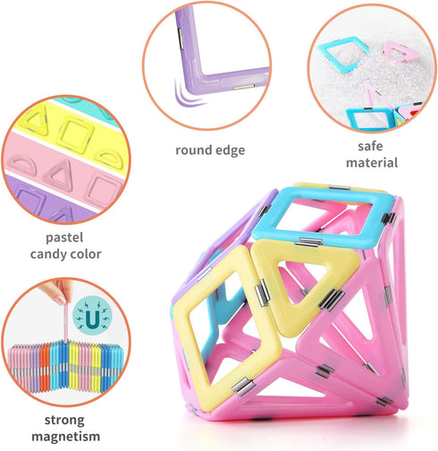 80pcs Set 3D 3 4 5 6 7 Magnetic Tiles Magnet Building Blocks Creative Stacking Toys for Kids, DIY Construction Kit